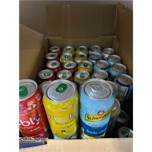 68 Assorted Single Cans of Bubly/Sodas (Merry Berry, Pineapple, Club Soda, Diet Pepsi) - 355ml Each