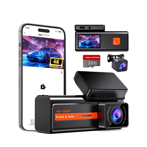 S80 4K WIFI and App Controlled Dash Camera - New