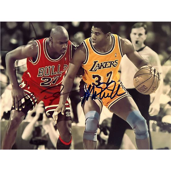 Magic Johnson / Michael Jordan signed photo