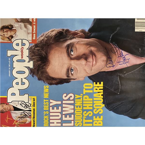 Huey Lewis signed magazine cover