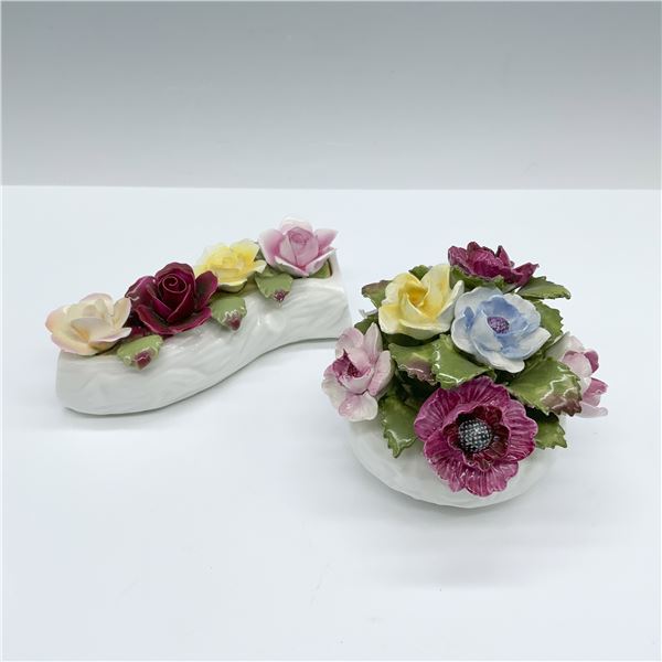 2pc Aynsley Bone China Flower Arrangements