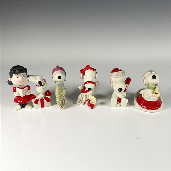 5pc Lenox Snoopy Christmas Ornament Set