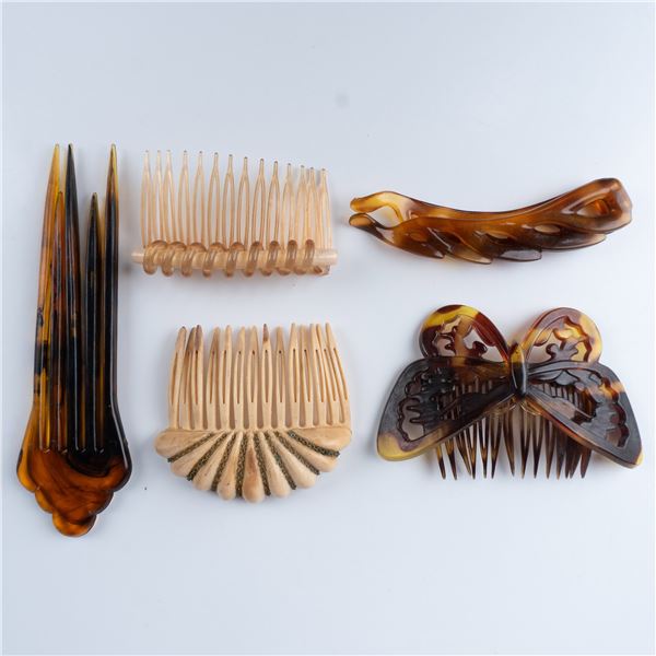 Vintage Hair Combs Collection, Faux Tortoiseshell + Plastic