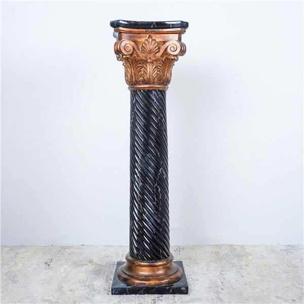 Baroque-Style Gilded and Black Pedestal Column