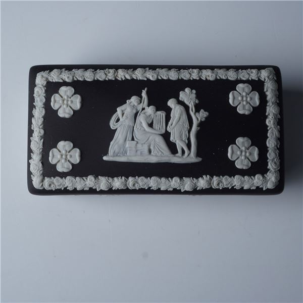 Wedgwood Black Jasperware Rectangular Jewelry Box
