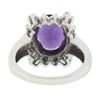 Image 7 : Estate Solid 14k White Gold 2.60 ctw Oval Amethyst Solitaire w/ Diamond Halo Rin