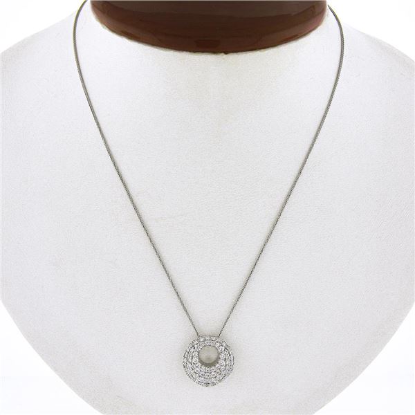 Hearts On Fire 18K Gold 1.05 ctw Pave Diamond Cluster Open Circle Pendant Neckla