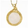 Image 6 : 14K Gold 19.6mm Mabe Pearl & Bezel Diamond Elk Button Pendant & 18" Curb Chain