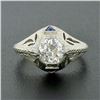 Image 2 : Antique Art Deco 18k Gold GIA Old European Diamond Sapphire Engagement Ring
