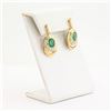 Image 2 : 3.53 ctw Emerald and 0.37 ctw Diamond 14K Yellow Gold Earrings