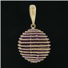 Image 4 : Milor 14k Gold Twisted Wire Coiled Ball Sphere Enhancer Pendant w/ Purple String
