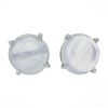 Image 1 : New 14K White Gold 3.54 ctw Round Cabochon Blue Prong Set Moonstone Stud Earring