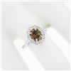 Image 3 : NEW 18k & 14k Gold GIA Fancy Dark Yellow Brown Solitaire w/ Diamond Halo Ring