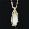 Image 3 : Vintage 14k Gold Baroque White Pearl Nugget Texture Cage Pendant w/ 18" Chain