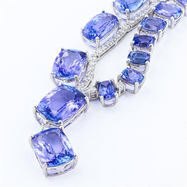 124.99 ctw Tanzanite and 5.76 ctw Diamond Platinum Ring