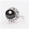 Image 2 : 12.20mm South Sea Pearl and 1.45 ctw Diamond Platinum Ring