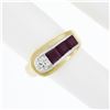 Image 3 : Maurice Tishman Retro 14K Gold & Platinum Diamond & Ruby Buckle Style Band Ring