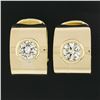 Image 6 : 18k Yellow Gold 1.12 ctw Round Brilliant Bezel Diamond Wide Cuff Huggies Earring