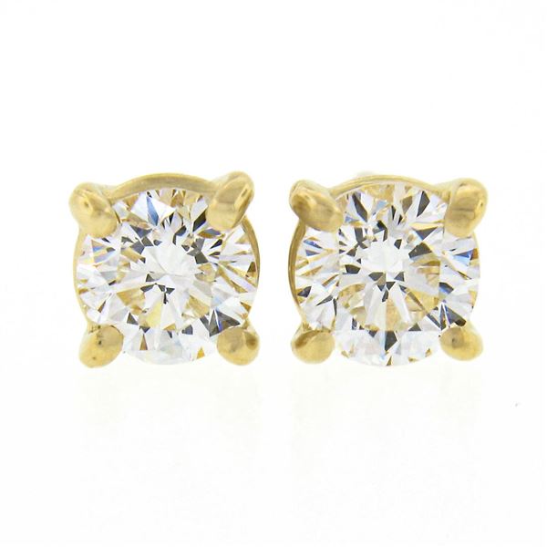 NEW Classic 14k Yellow Gold 0.44 ctw Round Brilliant Diamond Prong Stud Earrings
