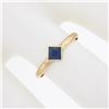 Image 3 : Simple Petite 14k Gold 0.35 ctw Square Step Cut Bezel Set Sapphire Solitaire Rin