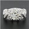 Image 2 : Vintage Platinum 2.15 ctw GIA Round Prong Set Diamond w/ Accents Engagement Ring