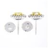 Image 5 : NEW 18K TT Gold 1.0 ctw Fancy Yellow & White Diamond Dual Halo Oval Stud Earring