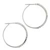 Image 4 : Solid 14K White Gold 1.50 ctw Round Brilliant Diamond Circle Hoop Snap Earrings