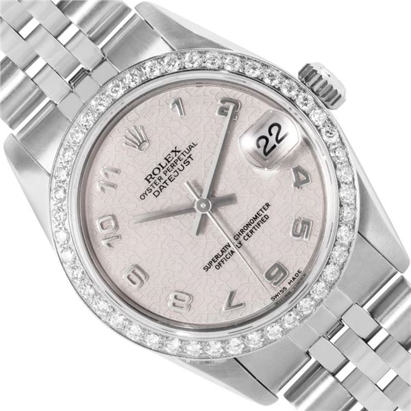 Rolex Midzie 31MM Quickset Cream Arabic Dial With Diamond Bezel Datejust Wristwa