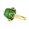 Image 6 : Vintage 18K Gold 0.15 ctw Diamond Cluster Green Enamel Large Prong Domed Tall Ri