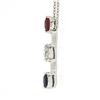 Image 5 : 18k White Gold 1.38 ctw Round Prong Ruby Diamond Sapphire Bar Pendant & 14k Chai
