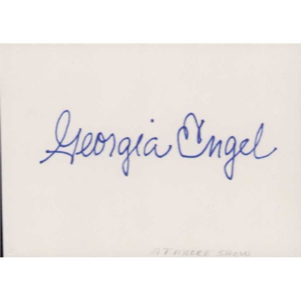 Georgia Engel signed index card