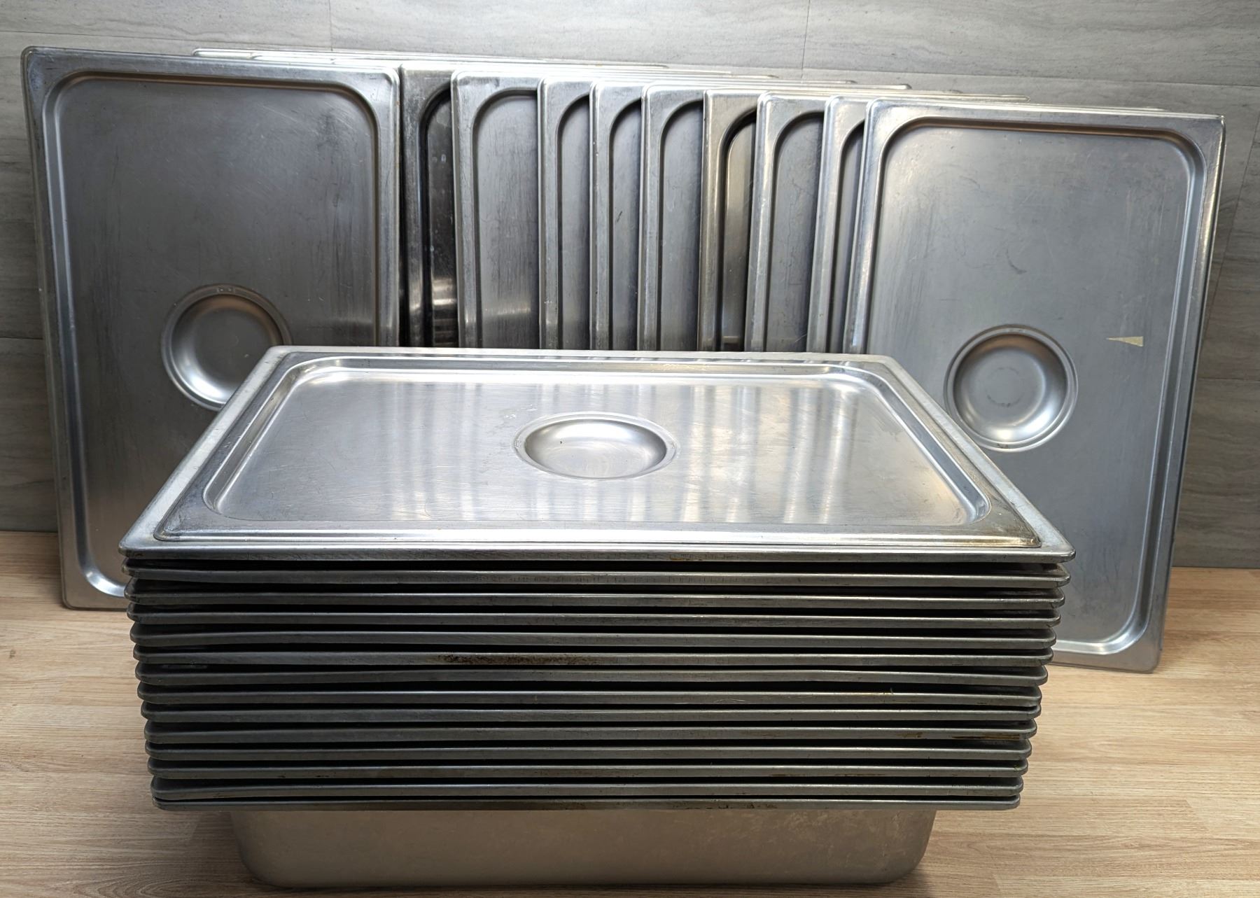 Stainless Steel Water Pans/Inserts with Lids - Lot of 28pcs