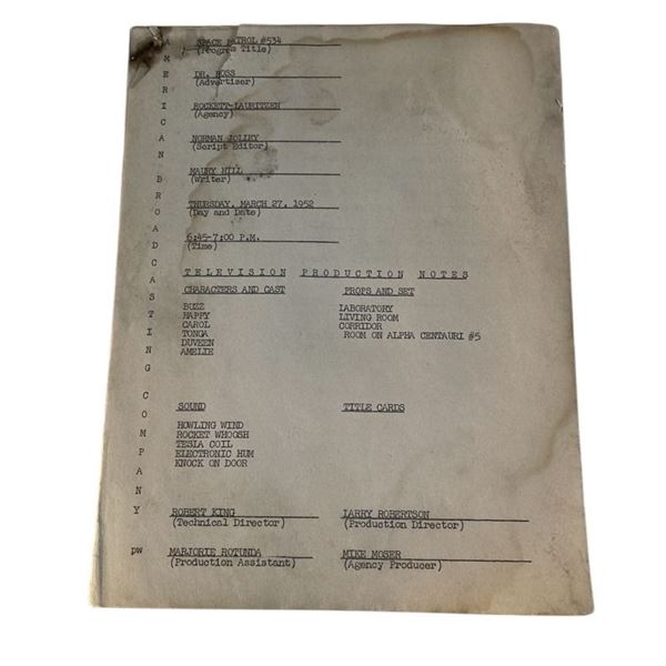 Space Patrol (1950-1955) - Original Script #534