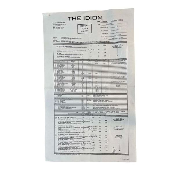 The Hunger Games: Catching Fire (2013) - Call Sheet