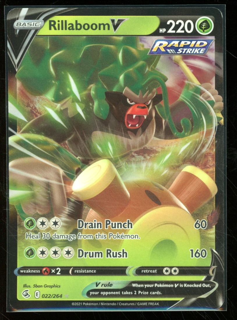 Pokemon Riluboom Pokemon Rillaboom V - 22/264 - Rare Ultra Fusion Strike