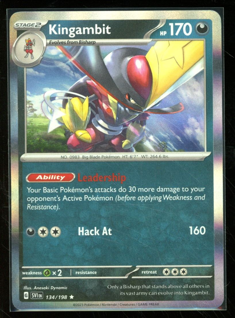 Pokemon Kingambit - 134/198 - Rare Holo Scarlet & Violet