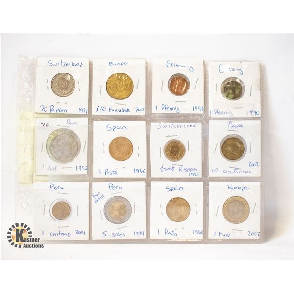 12 COINS FROM AROUND THE WORLD