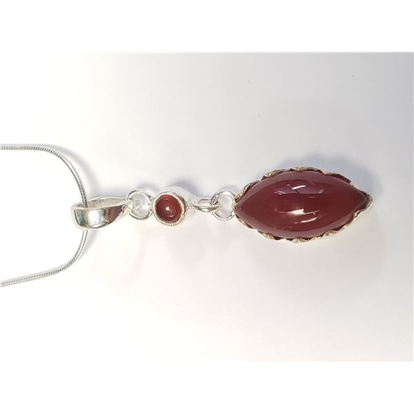 BZ1780-79 SILVER CARNELIAN 16"  NECKLACE