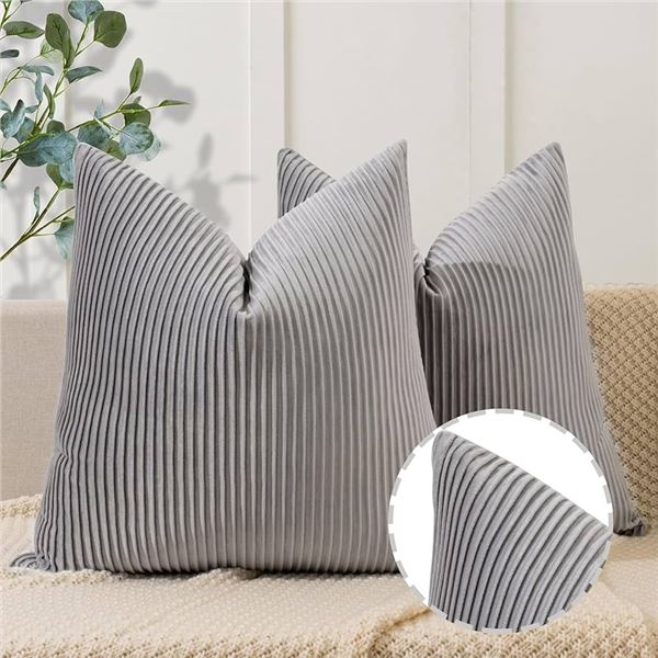 NEW YCOLL PILLOW COVERS 18X18SET OF 4 GRAY