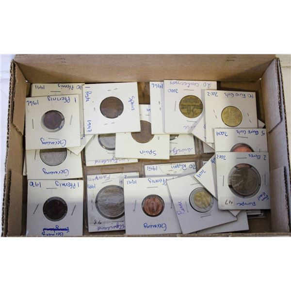 BOX OF 25 ASST WORLD COINS