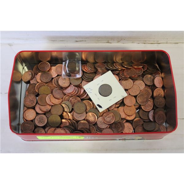 METAL BOX OF PENNIES