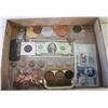 Image 1 : TRAY OF CAN, US & WORLD COINS & NOTES
