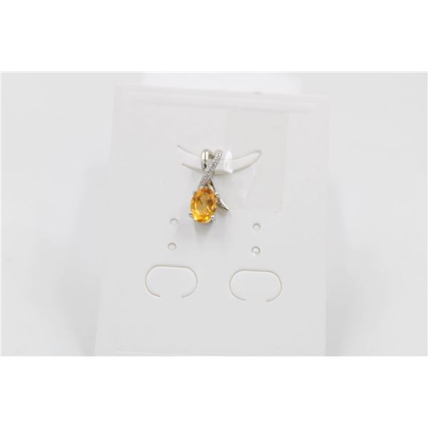 #219-NATURAL CITRINE & CZ PENDANT