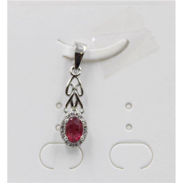 #135-NATURAL RUBY & CZ PENDANT