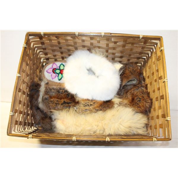 BASKET FULL OF FUR FOR CRAFTING