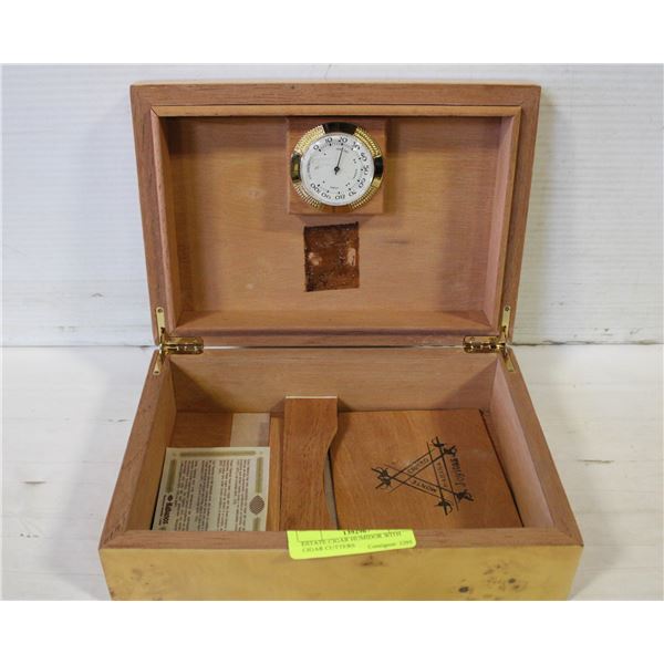 ESTATE CIGAR HUMIDOR WITH CIGAR CUTTERS