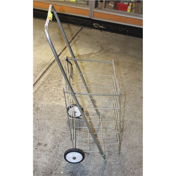 NEW STEEL FOLDING SHOPPING CART ON WHEELS W. TAG