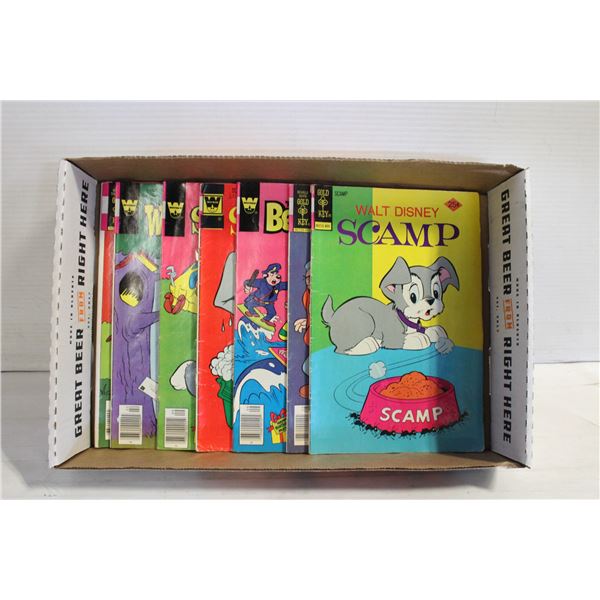 FLAT OF 8 WALT DISNEY VINTAGE COMICS - ASSORTED