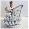 Image 1 : VINTAGE DRESDEN GERMANY LACE WOMAN PLAYING HARP 6"