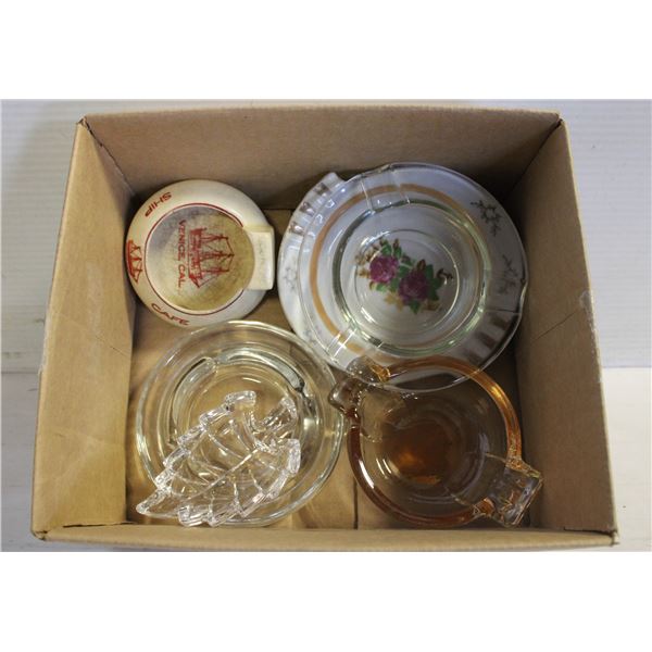 BOX WITH VINTAGE ASHTRAYS